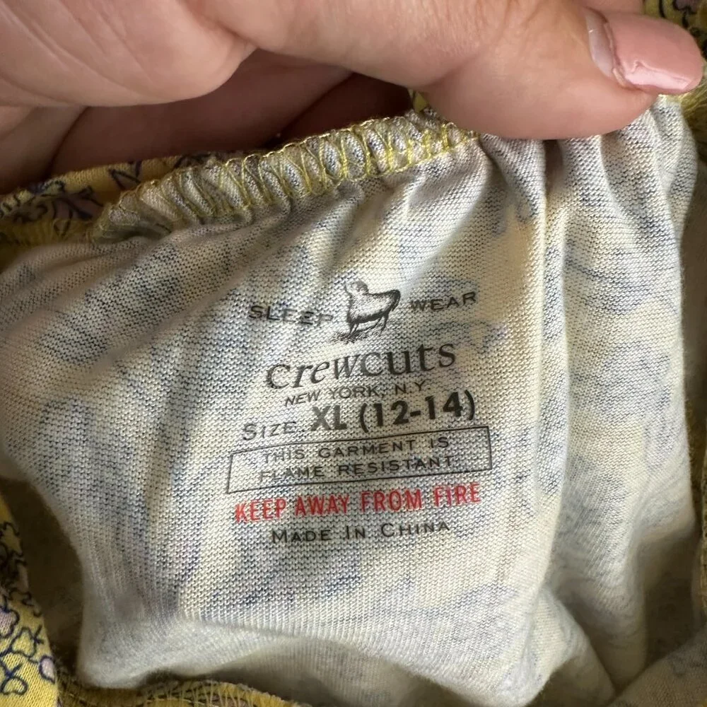 2/$30 Crewcuts New York Nightgown Sleep Wear Dress Floral Yellow 12 - 14 #9194